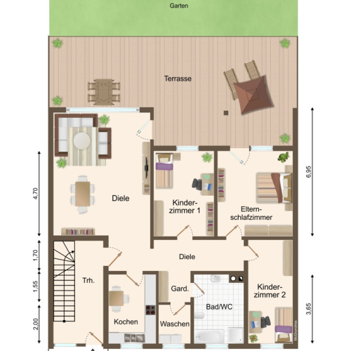 Zweifamilien-Reihenmittelhaus mit 245 m² Wohnfläche, neuem Dach, Wärmepumpe und 3 Garagen optimhome Immobilien Deutschland • Kaufen & Verkaufen
